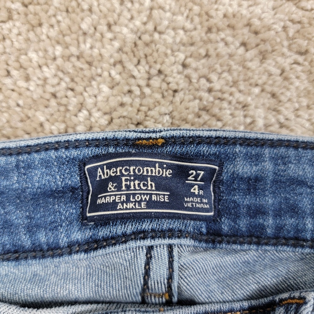 Abercrombie Fitch Womens Harper Low Rise Ankle Jeans  Size 4R Distressed Raw Hem - Picture 3 of 8